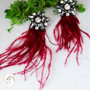 Handmade new earrings crystals and feathers